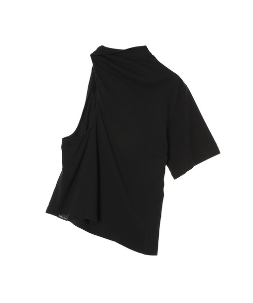 forget-me-nots(フォーゲットミーノッツ)の「TWIST ASYMMETRICAL T-SHIRT 325JTS209JS0233(Tシャツ/カットソー・レディース・ホワイト/ブラック・SMALL)」の12枚目の写真