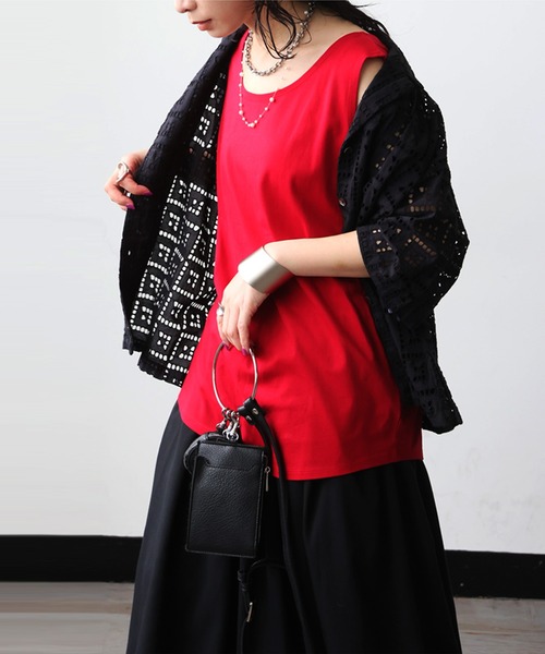 antiqua(アンティカ)の「オープンカラー シフリー刺繍 シャツ(シャツ/ブラウス・レディース・ブラック・ONESIZE)」の5枚目の写真