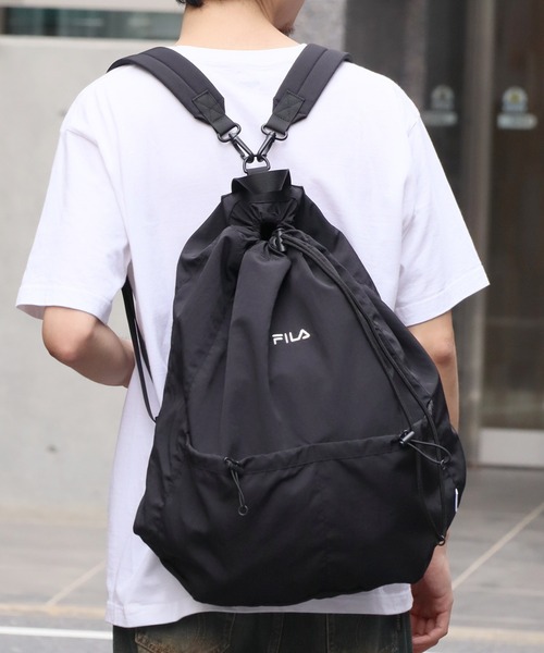 FILA(フィラ)の「【FILA/フィラ】ドローコード2wayバッグ ナップサック(バックパック/リュック・メンズ・グレー/ブラック/チャコールグレー・FREE)」の14枚目の写真