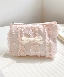Pochi Pouch（ポチポーチ）の「Pochi Pouch/【フリルリボン】シアーチュールポーチ / パールチャーム付・マルチケース（ポーチ）」