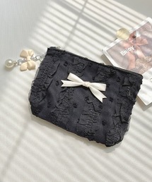 Pochi Pouch（ポチポーチ）の「Pochi Pouch/【フリルリボン】シアーチュールポーチ / パールチャーム付・マルチケース（ポーチ）」