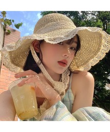 Bling Leads（ブリングリーズ）の「【Bls】【ZA】【Bling Leads】ウェーブデザイン ストローハット 日除け対策（ハット）」