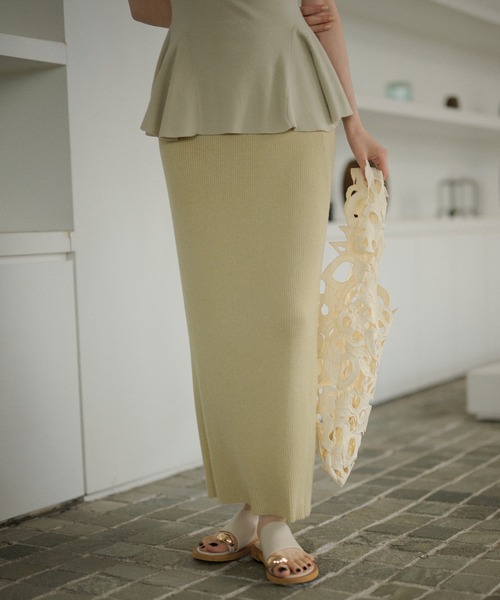 smooth rib knit pencil skirt / リブニットペンシルスカート