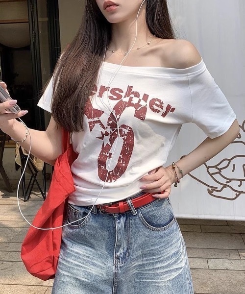 Alvia(アルビア)の「2WAY プリント半袖Tシャツ(Tシャツ/カットソー・レディース・ネイビー/ホワイト・M)」の6枚目の写真