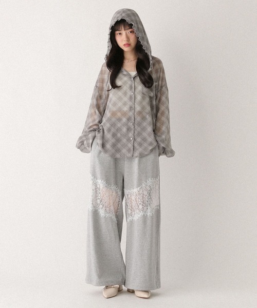 Heather(ヘザー)の「シアーフリルフードシャツ 680359(シャツ/ブラウス・レディース・アイボリー/グレー系その他/ブルー系その他・FREE)」の4枚目の写真