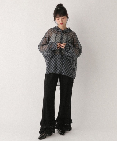 Heather(ヘザー)の「シアーフリルフードシャツ 680359(シャツ/ブラウス・レディース・アイボリー/グレー系その他/ブルー系その他・FREE)」の14枚目の写真