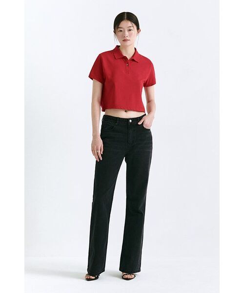 MUSINSA STANDARD WOMAN（ムシンサスタンダードウーマン）の「ウィメンズクロップピケポロシャツ[レッド]（ポロシャツ・レディース・その他・SMALL/MEDIUM/LARGE/X-SMALL）」の2枚目の写真