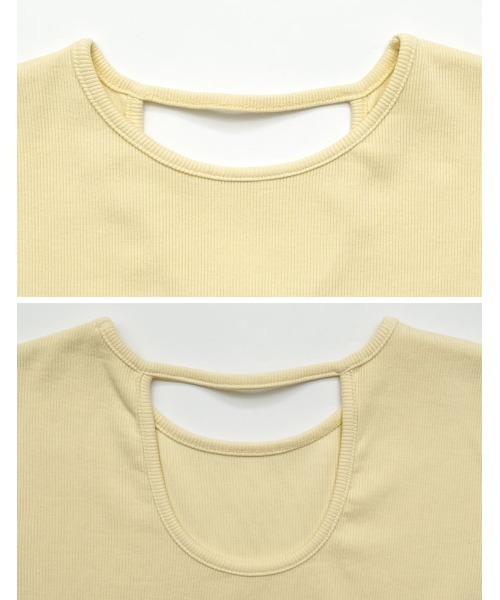 Re:EDIT(リエディ)の「リブカットソーバックオープントップス(Tシャツ/カットソー・レディース・ホワイト/グレー/イエロー/ブラック/グレイッシュベージュ・MEDIUM/LARGE)」の17枚目の写真