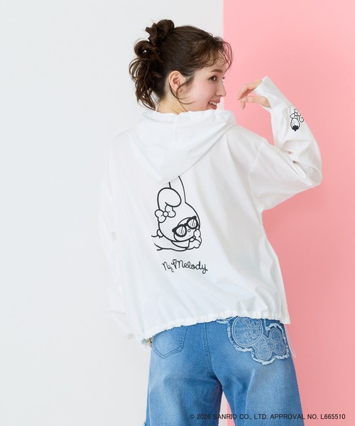 Rose Tiara(ローズティアラ)の「【My Melody】マイメロディ プリントラッシュガード素材パーカー(パーカー・レディース・ブラック/オフホワイト・38/42)」の1枚目の写真