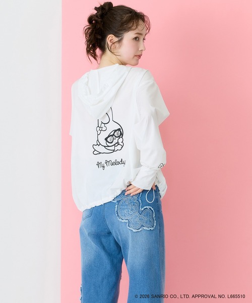 Rose Tiara(ローズティアラ)の「【My Melody】マイメロディ プリントラッシュガード素材パーカー(パーカー・レディース・ブラック/オフホワイト・38/42)」の3枚目の写真