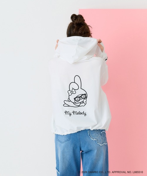 Rose Tiara(ローズティアラ)の「【My Melody】マイメロディ プリントラッシュガード素材パーカー(パーカー・レディース・ブラック/オフホワイト・38/42)」の6枚目の写真
