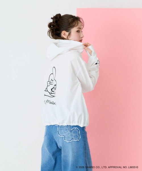 Rose Tiara(ローズティアラ)の「【My Melody】マイメロディ プリントラッシュガード素材パーカー(パーカー・レディース・ブラック/オフホワイト・38/42)」の7枚目の写真
