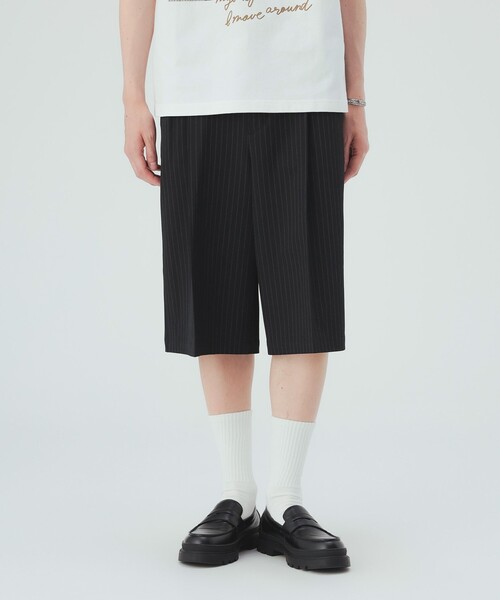 BEAMS HEART(ビームスハート)の「2タック ワイド ストライプ ショートパンツ(その他パンツ・メンズ・ブラック/ダークブラウン・LARGE/SMALL/MEDIUM)」の7枚目の写真