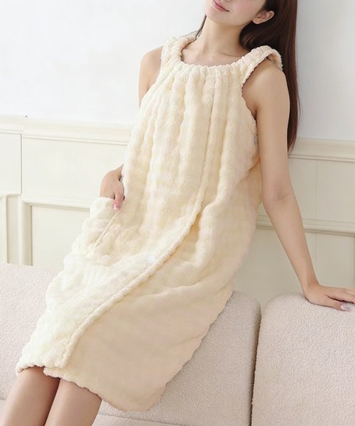 Miniministore（ミニミニストア）の「バスタオルワンピース 着るタオル吸水速乾（タオル・レディース・ライトグレー/ライトブルー/アイボリー・FREE）」の17枚目の写真