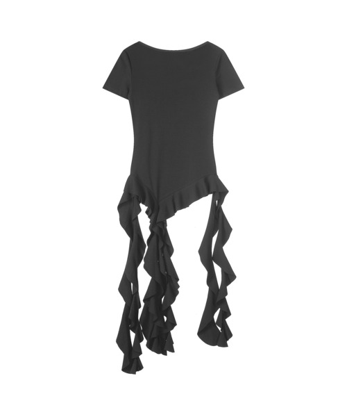HOOK（フック）の「HOOK for girls　スタッズ×アシメ縦フリルヘム 半袖トップス (SS)（Tシャツ/カットソー・レディース・ブラック/ホワイト・FREE）」の17枚目の写真
