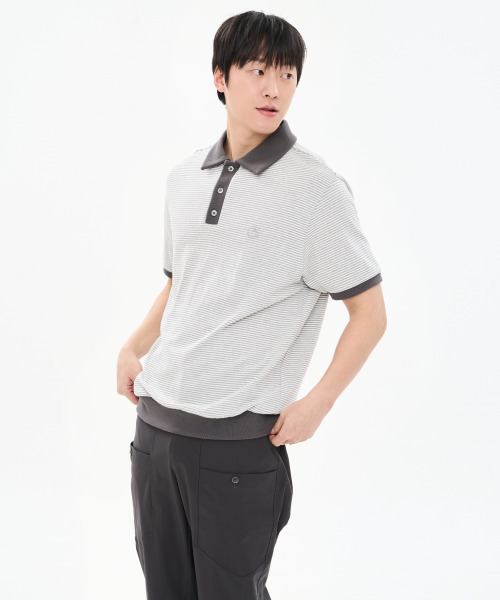 CUSTOMUS(カスタムアース)の「男性20番手コットン先染めストライプ配色カラーTシャツCXS26MKKT307 GRY(Tシャツ/カットソー・メンズ・グレー・X-LARGE/LARGE/MEDIUM)」の3枚目の写真