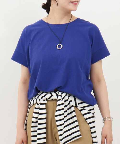 fredy couleur(フレディクルール)の「ドライタッチ天竺袖口ダブルTee(Tシャツ/カットソー・レディース・ブラウン/チャコールグレー/オフホワイト/ブラック/ロイヤルブルー・38)」の7枚目の写真