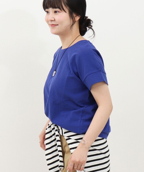 fredy couleur(フレディクルール)の「ドライタッチ天竺袖口ダブルTee(Tシャツ/カットソー・レディース・ブラウン/チャコールグレー/オフホワイト/ブラック/ロイヤルブルー・38)」の9枚目の写真