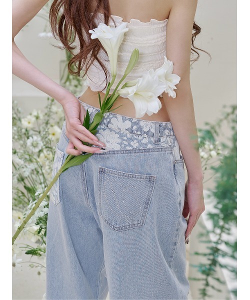 Darich（ダーリッチ）の「レースビジュールーズデニムパンツ（デニム