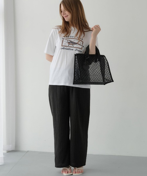 ZAKKA-BOX(ザッカボックス)の「ハートフロッキートートバッグL(ハートチャーム付き)(トートバッグ・レディース・ベージュ/ブラック・FREE)」の13枚目の写真