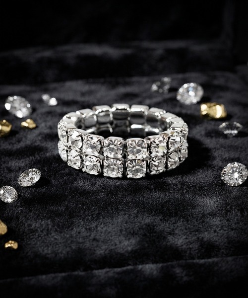 GALLIS ADDICTION(ガリスアディクション)の「GA Double Tennis Chain Stretch Ring(リング・メンズ・シルバー/ゴールド・FREE)」の1枚目の写真