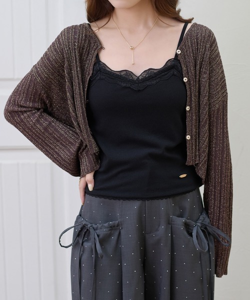apres jour clair(アプレジュールクレア)の「【apres jour clair】カップ付きレースデザインキャミ/ブラトップ(キャミソール・レディース・ブラック/ブラウン系その他/杢グレー/アイボリー/オフホワイト・MEDIUM/LARGE/SMALL)」の22枚目の写真