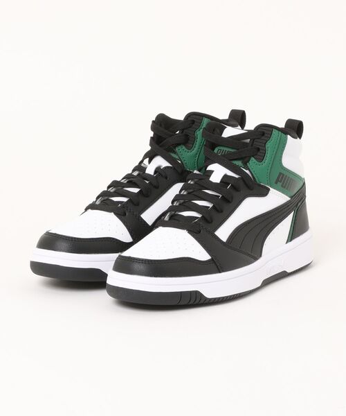PUMA(プーマ)の「【PUMA】プーマ REBOUND V6(リバウンド V6)ハイカットスニーカー 392326(スニーカー・レディース・ホワイト×ブラック・25.5cm/26.0cm/26.5cm/27.0cm/27.5cm/28.0cm/23.0cm/23.5cm/24.0cm/24.5cm/25.0cm)」の1枚目の写真
