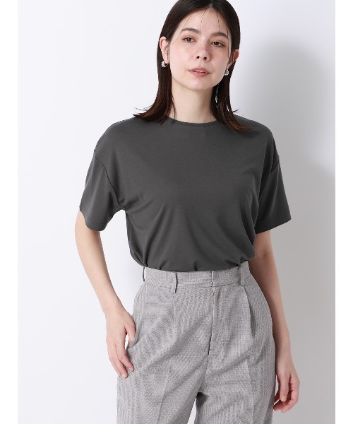 SUIT SQUARE（スーツスクエア）の「CHANTOWA／ポンチオーバーサイズTシャツ／ウォッシャブル／接触冷感／無地（Tシャツ/カットソー・レディース・グレー/ホワイト/ブラック・FREE）」の17枚目の写真