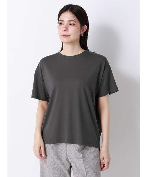 SUIT SQUARE（スーツスクエア）の「CHANTOWA／ポンチオーバーサイズTシャツ／ウォッシャブル／接触冷感／無地（Tシャツ/カットソー・レディース・グレー/ホワイト/ブラック・FREE）」の15枚目の写真