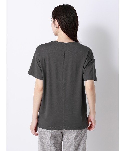 SUIT SQUARE（スーツスクエア）の「CHANTOWA／ポンチオーバーサイズTシャツ／ウォッシャブル／接触冷感／無地（Tシャツ/カットソー・レディース・グレー/ホワイト/ブラック・FREE）」の13枚目の写真