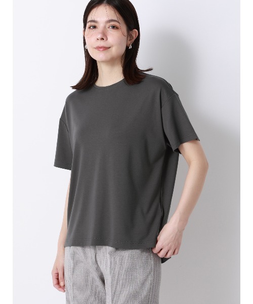 SUIT SQUARE（スーツスクエア）の「CHANTOWA／ポンチオーバーサイズTシャツ／ウォッシャブル／接触冷感／無地（Tシャツ/カットソー・レディース・グレー/ホワイト/ブラック・FREE）」の16枚目の写真