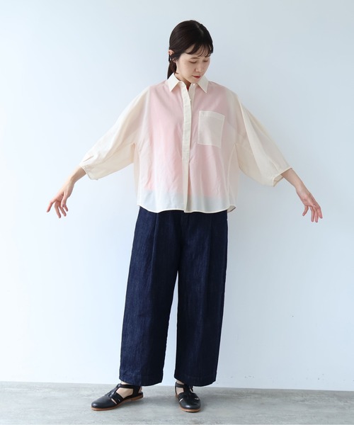 yuni（ユニ　）の「強撚強撚Cotton Polyester sheer shirt（シャツ/ブラウス・レディース・カーキ/キナリ/チャコールグレー・FREE）」の19枚目の写真