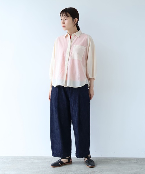 yuni（ユニ　）の「強撚強撚Cotton Polyester sheer shirt（シャツ/ブラウス・レディース・カーキ/キナリ/チャコールグレー・FREE）」の20枚目の写真