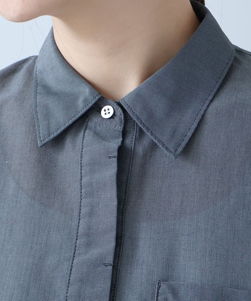 yuni（ユニ　）の「強撚強撚Cotton Polyester sheer shirt（シャツ/ブラウス・レディース・カーキ/キナリ/チャコールグレー・FREE）」の12枚目の写真