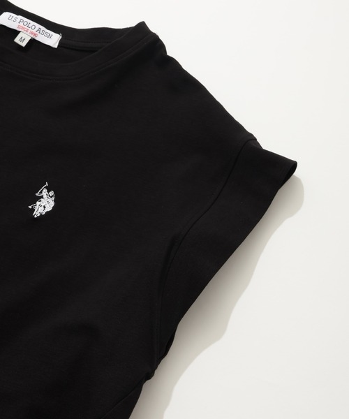U.S. POLO ASSN.（ユーエスポロアッスン）の「【U.S. POLO ASSN./ユーエスポロアッスン】ワンポイント ダブルホースマン刺繍 フレンチスリーブTシャツ（Tシャツ/カットソー・レディース・ホワイト系その他/スミクロ/ピンク/オフホワイト・M/L/LL）」の22枚目の写真