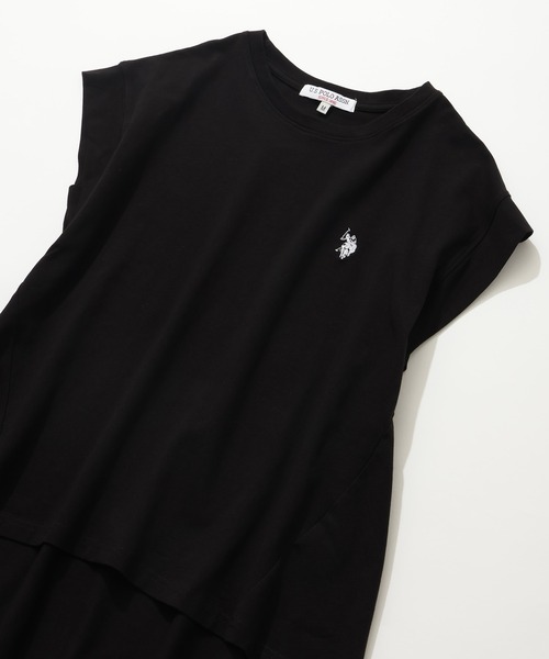 U.S. POLO ASSN.（ユーエスポロアッスン）の「【U.S. POLO ASSN./ユーエスポロアッスン】ワンポイント ダブルホースマン刺繍 フレンチスリーブTシャツ（Tシャツ/カットソー・レディース・ホワイト系その他/スミクロ/ピンク/オフホワイト・M/L/LL）」の20枚目の写真