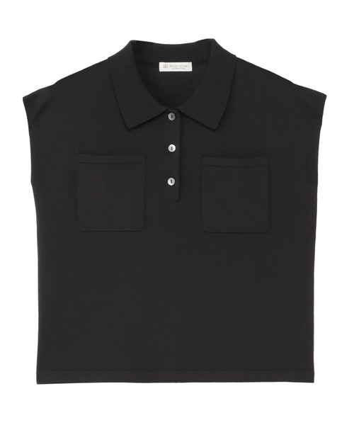 TOKYO SHIRTS(トウキョウシャツ)の「ドライレーヨン 半袖 ポロ衿 プルオーバー(ニット/セーター・レディース・ブラウン/ブラック・M/L/LL)」の1枚目の写真