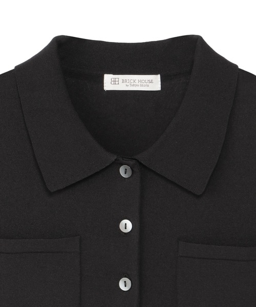 TOKYO SHIRTS(トウキョウシャツ)の「ドライレーヨン 半袖 ポロ衿 プルオーバー(ニット/セーター・レディース・ブラウン/ブラック・M/L/LL)」の5枚目の写真