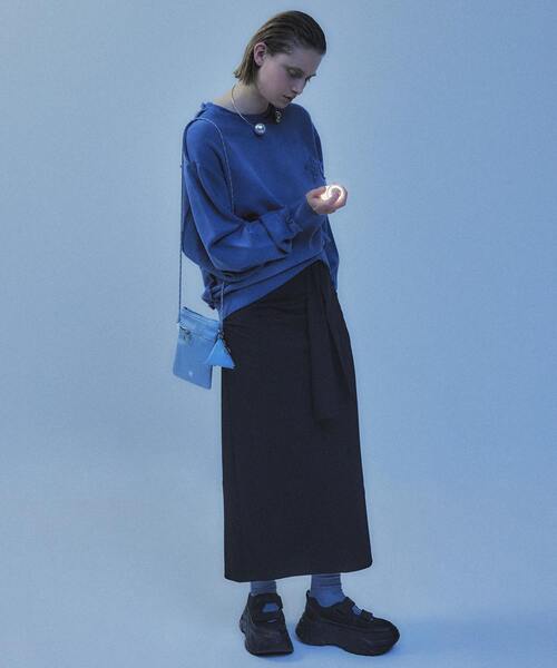 CONVERSE TOKYO(コンバーストウキョウ)の「【HL】JERSEY GATHERED RIBBON SKIRT(スカート・レディース・ブラック/ブラウン/グレー・FREE)」の4枚目の写真