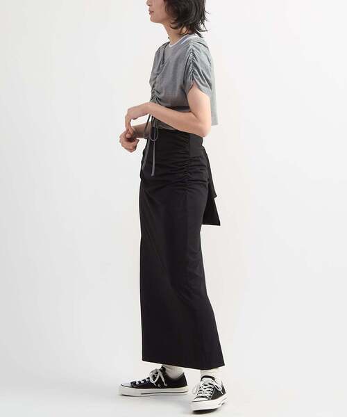 CONVERSE TOKYO(コンバーストウキョウ)の「【HL】JERSEY GATHERED RIBBON SKIRT(スカート・レディース・ブラック/ブラウン/グレー・FREE)」の11枚目の写真