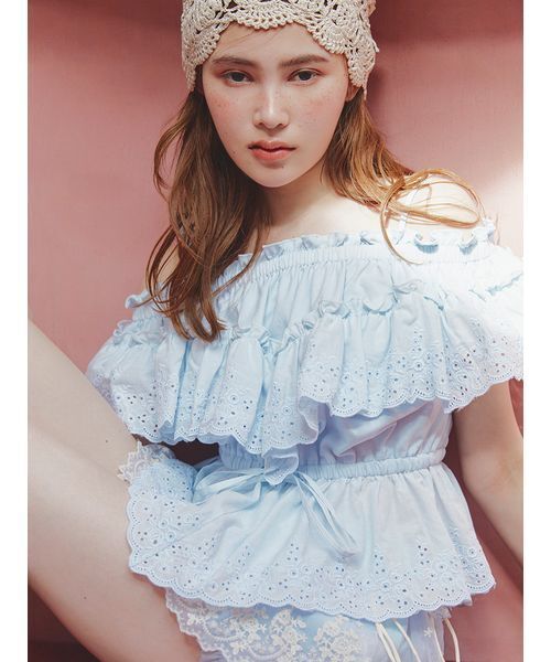 LILY BROWN(リリーブラウン)の「バリエレースバルーンショートパンツ(その他パンツ・レディース・ライトブルー/マルチ/アイボリー・F)」の5枚目の写真