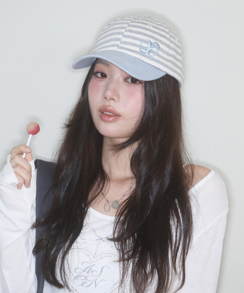ASON(アズオン)の「DUO STRIPE BALL CAP / LIGHT BLUE(キャップ・レディース・その他・FREE)」の1枚目の写真