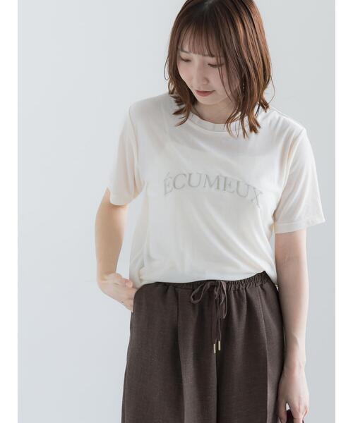 Te chichi（テチチ）の「シアーベロアロゴ刺繍Tシャツ（Tシャツ/カットソー・レディース・ブルー/オフホワイト/ブラック・F）」の2枚目の写真