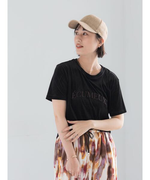 Te chichi（テチチ）の「シアーベロアロゴ刺繍Tシャツ（Tシャツ/カットソー・レディース・ブルー/オフホワイト/ブラック・F）」の11枚目の写真