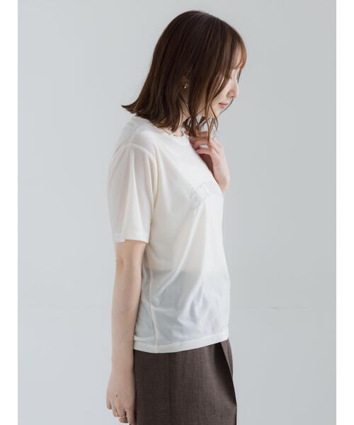Te chichi（テチチ）の「シアーベロアロゴ刺繍Tシャツ（Tシャツ/カットソー・レディース・ブルー/オフホワイト/ブラック・F）」の19枚目の写真