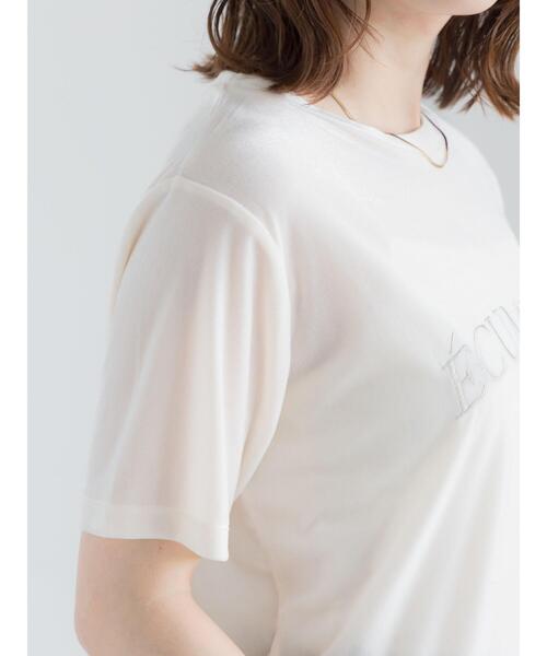 Te chichi（テチチ）の「シアーベロアロゴ刺繍Tシャツ（Tシャツ/カットソー・レディース・ブルー/オフホワイト/ブラック・F）」の21枚目の写真