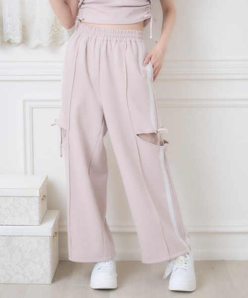 couture BY ROJITA(クチュールバイロジータ)の「【セットアップ対応】サイドレースラメスウェットパンツ(スウェットパンツ・レディース・ブラック/グレー/ピンク・FREE)」の4枚目の写真