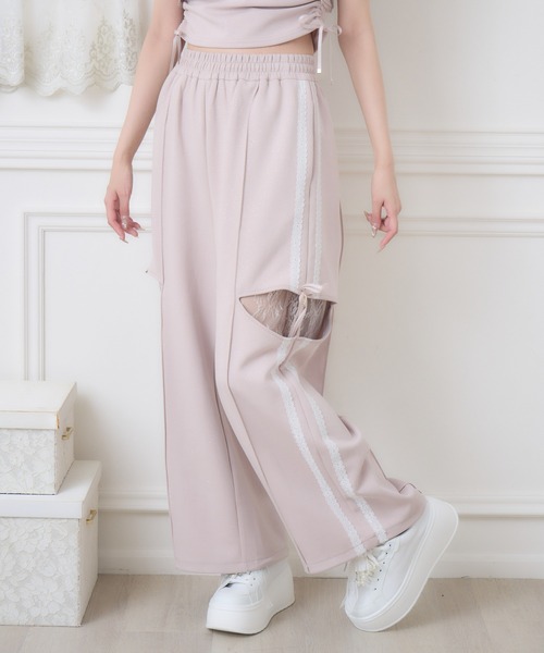 couture BY ROJITA(クチュールバイロジータ)の「【セットアップ対応】サイドレースラメスウェットパンツ(スウェットパンツ・レディース・ブラック/グレー/ピンク・FREE)」の5枚目の写真