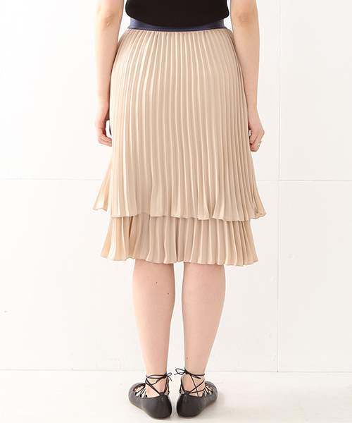 Ray BEAMS（レイビームス）の「◇Ray BEAMS / プリーツ ティアード スカート（スカート・レディース・ブラック/ベージュ/レッド・0/1）」の12枚目の写真