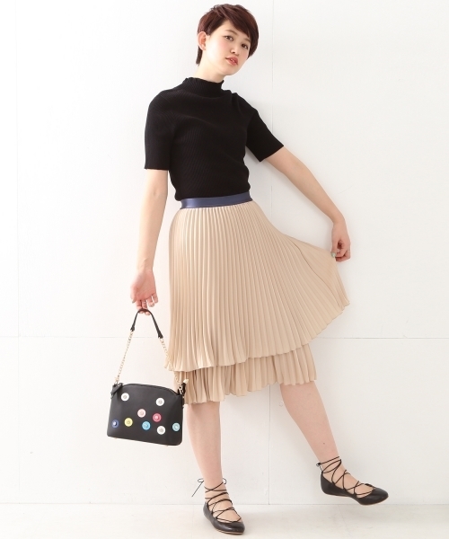 Ray BEAMS（レイビームス）の「◇Ray BEAMS / プリーツ ティアード スカート（スカート・レディース・ブラック/ベージュ/レッド・0/1）」の7枚目の写真